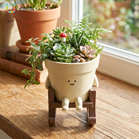 Pot de fleurs en résine avec visage souriant et chaise à bascule, pot de fleurs humanoïde de dessin animé, pot pour plantes succulentes, décoration de jardin et de maison