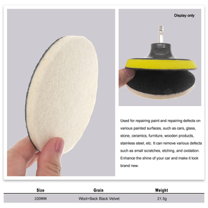 Haute vente 4 pouces 100mm crochet et boucle feutre de laine tampon de polissage laine polissage disque meuleuse <span class=keywords><strong>d</strong></span>'angle pour le polissage de Surface de verre - Product Image 4