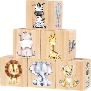 6 pezzi <span class=keywords><strong>Woodblock</strong></span> vivaio decorazione per ragazze e ragazzi acquerello mensola decorazione con incisione per camera da letto idee regalo sala giochi - Product Image 4