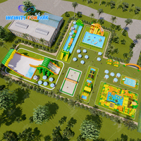 Parc aquatique gonflable commercial avec piscine, parc aquatique gonflable avec obstacles en vente