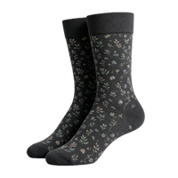 Chaussettes habillées pour hommes, respirantes, anti-humidité, en coton, motif vintage teinte foncée, confortables