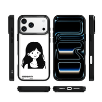 Coque de téléphone AG Feeling Black Edge avec motif de cheveux ondulés pour iPhone 17, 17 Pro Max, 16 Pro, 15, 15 Pro Max – Coque magnétique