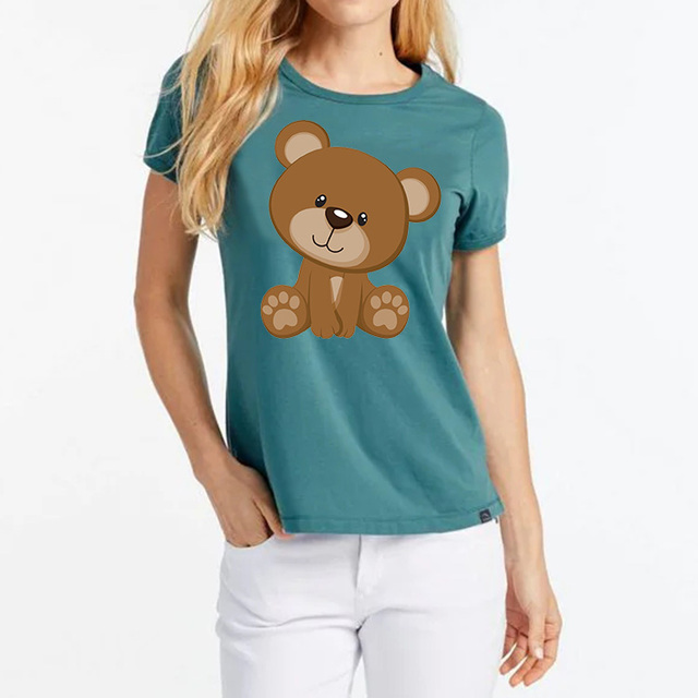 2020 2021 Fashion Stylish Vintage Plain 100% Cotton Soft Graphic Custom Logo Printing Bear T Shirt for Women Brand