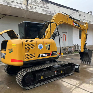 Mini-excavatrice hydraulique Sany d'occasion certifiée CE, en bon état, modèle original Sy75, excavatrice sur chenilles avec une masse opérationnelle de 6 tonnes - Product Image 2