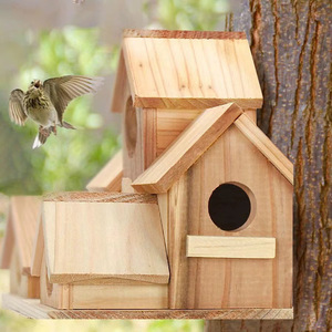 Casetta per Colibrì in Legno Massello, Decorazione da Giardino Stile Villa, Nido per Uccelli Sospeso, Ornamento da Giardino, Mangiatoia per Uccelli - Product Image 6