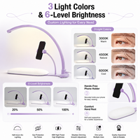 Lampe de bureau demi-lune 48W OEM ODM avec support de téléphone et repose-main, 3 modes de couleur, 6 niveaux de luminosité pour salon de manucure