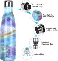 Termo de Acero Inoxidable 304 con Diseño Floral y Mármol, Estilo Bala, Botella de Agua Portátil para Correr, Termo de Vacío