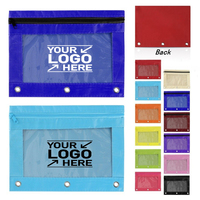 Pochette à crayons personnalisée pour classeur à 3 anneaux, trousse de maquillage transparente, sac d'affaires en tissu Oxford à fermeture éclair avec fenêtre en PVC