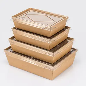 Disposable Transparent Window Lunch Box Food Salad Bento Lunch Sandwich Takeaway Packaging Brown Kraft Paper Box