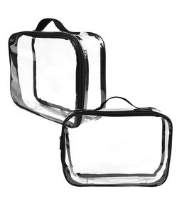 Ensemble de trousses de toilette transparentes en PVC grand format, personnalisables, pour la gym, la plage, le maquillage, recyclables, approuvées par la TSA, imperméables - Product Image 2