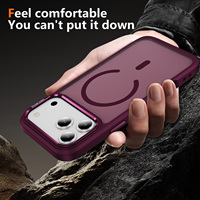 Étui de téléphone portable magnétique antichoc pour 17 Pro 18 Pro Max Coque arrière en TPU souple mat PC avec cadre de caméra en métal