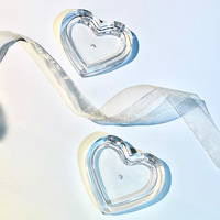 Boîte à poudre transparente en plastique PP en forme de cœur, portable, pour emballage cosmétique en gros