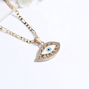 สร้อยคอจี้รูปดวงตาเคลือบทอง 18K ประดับเพชรซิคอนสังเคราะห์ พร้อมสายฟิกาโร่ เสริมโชคลาภและความปลอดภัยสำหรับผู้หญิง - Product Image 5