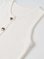 Ensemble deux pièces élégant et décontracté pour femme : Gilet sans manches à col rond en maille et jupe mi-longue taille haute ajustée, taille unique