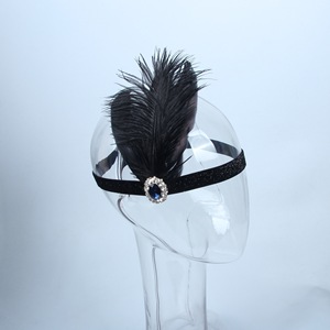 Serre-tête avec plumes et détails de bijoux, style <span class=keywords><strong>Gatsby</strong></span>, feuille de tiara, <span class=keywords><strong>accessoire</strong></span> de <span class=keywords><strong>cheveux</strong></span> fantaisie des années 1920 - Product Image 2