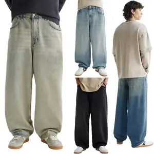 Gingtto Top Desgin Streetwear Pantalon en denim délavé vintage Jeans baggy pour hommes