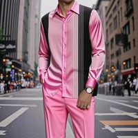 Ensemble de Vêtements Tricotés de Haute Qualité Style Vintage 2025 pour Hommes Africains, Chemise et Pantalon Décontractés Rétro à Motif Animalier pour l'Automne/Hiver