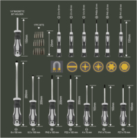Jeu de tournevis Phillips industriels CRV de haute précision, 31 pièces, kit d'outils de bricolage, boîte en plastique emballée avec poignée en acier chromé, OEM