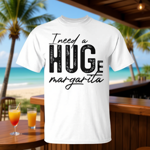 T-shirt humoristique pour adultes « I Need A Huge Margarita », manches courtes, col rond, unisexe, impression sérigraphique - Product Image 3