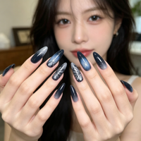 YZ 65 Faux ongles à presser faits main, style chic millennial, effet œil de chat, ongles éclaircissants