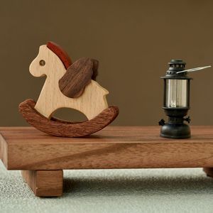 Wooden Rocking Horse Ornament <b>Rustic</b> Design Home Decoration Gift For Living Room Birthday Souvenir Single Piece - Product Image 4