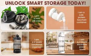 Sport-Pulver-Spender mit Fächern und tragbarem Schlüsselanhänger | <span class=keywords><strong>3</strong></span>-lagiger transparenter Behälter für Fitness & Küchenaufbewahrung - Product Image 3