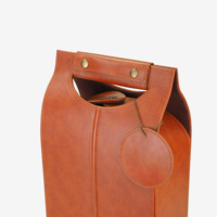 Bolsa de Vino Plegable de Doble PU, Edición Coleccionista, Portátil, para Vino Tinto, en Caja de Cuero