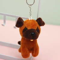 Petit chien de terre en peluche mignon dessin animé petit chien doux porte-clés pendentif sac à dos décoration suspendue