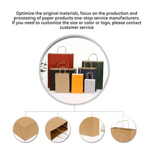 Sacs cadeaux biodégradables en papier kraft personnalisés avec poignée, sacs en papier imprimés pour vêtements, chaussures, aliments, emballages à emporter - Product Image 3