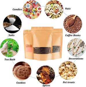 Trắng Nâu tùy chỉnh đứng lên dây kéo trà cà phê gia vị kẹo bao bì thảo dược thủ công Túi giấy Kraft túi có cửa sổ - Product Image 5