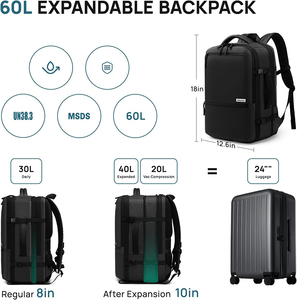 Mochila de vacío extensible impermeable de 60L con bomba de compresión Usb, bolsa de aire desmontable para viajes al aire libre, Camping, <span class=keywords><strong>senderismo</strong></span>, almacenamiento - Product Image 5