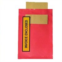 Pochettes autocollantes rouges pour factures, étanches en LDPE, pour bordereaux d'expédition et factures