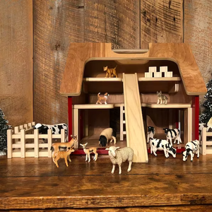 En-71 FSC trẻ em gỗ cứng đồ chơi Barn với xử lý trang trại Barn động vật chơi con số bằng gỗ Barn ngựa ổn định trang trại động vật chơi thiết lập đồ chơi - Product Image 1