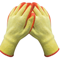 Sarung Tangan Kerja Polycotton Knit Berlapis Lateks Crinkle Palm 10 Gauge Kuning/Oranye Berlapis Lateks untuk Pekerjaan Konstruksi
