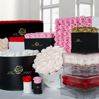 Roses éternelles pour la Saint-Valentin et la Fête des Mères, 16 roses dans une boîte en forme de cœur, cadeau