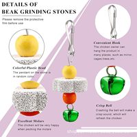 Miroir suspendu pour poules avec clochette, jouet en bois à grigner, pierres à moudre les becs pour poules et volailles