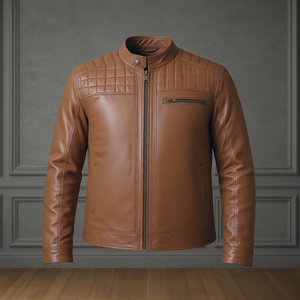 Veste en cuir pour homme de haute qualité 2026, nouveau style, en cuir véritable, col montant, imperméable, écologique, streetwear d'hiver, tendance - Product Image 1