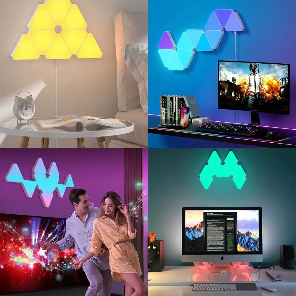 Luce intelligente per la casa creativa lampade a triangolo a LED modulari a triangolo luci a triangolo pannello a LED per la luce della parete della camera da letto