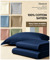 Ensemble de housse de couette en coton biologique 100% 60S satiné uni, ensemble de draps de lit doux de qualité supérieure