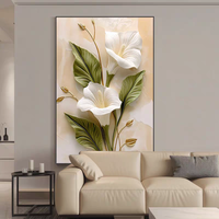 Peinture murale décorative personnalisée moderne, motif floral blanc, pour hall d'entrée, couloir de restaurant, art mural abstrait, texture 3D, peinture murale en cuir