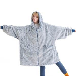 Extra Long <strong>Oversized</strong> Fleece <strong>Hoodie</strong> for Spring Fall Warm <strong>Snuggle</strong> Single Layer Blanket <strong>Hoodie</strong> with Zipper - Product Image 4
