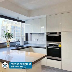 George Group Customized Luxury Flat Pack Powder Coating Lacquer Smart Automatic Kitchen Cabinet Modern Design
