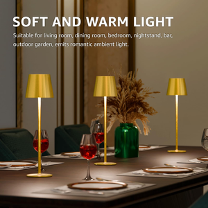 Lampe de bureau LED portable rechargeable, décoration d'intérieur, chambre à coucher, salon, lampe de chevet, lampe de table sans fil, lampe décorative dorée - Product Image 3