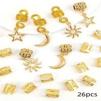 Lot de 26 pinces à cheveux en alliage argenté, motifs tresses, soleil et lune, pour dreadlocks et accessoires de coiffure