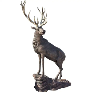 تمثال غزال برونزي بحجم طبيعي مخصص للديكور الخارجي، منحوتة كلب صيد الغزلان للحدائق، تصميم عصري من ماركة JZ - Product Image 5