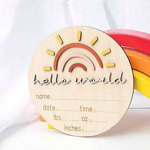 Annuncio di crescita del traguardo mensile del bambino ciao servizio fotografico del primo anno mondiale regalo di gravidanza pietra miliare in legno 3d arcobaleno - Product Image 2