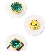 Strass coloré en verre CZ de 4 mm à 8 mm, à griffes rondes, à coudre, avec base dorée, pour robe de mariée et accessoires DIY