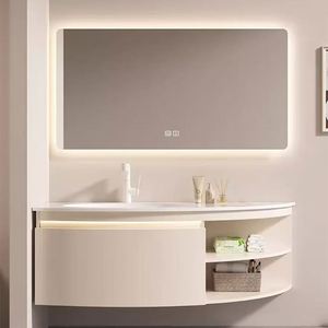 Simplicité italienne, armoire de salle de bain murale haut de gamme en bois, meuble-lavabo simple avec miroir intelligent - Product Image 5