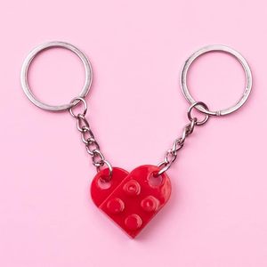 Ensemble de porte-clés en forme de cœur à faire soi-même, blocs de construction en briques acryliques <span class=keywords><strong>pour</strong></span> les couples, 2 pièces, cadeaux d'amour assortis, petit ami, petite amie, Noël - Product Image 5