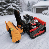 Tondeuse à gazon à chenilles en caoutchouc télécommandée robuste avec accessoire souffleur à neige interchangeable, tondeuse robot